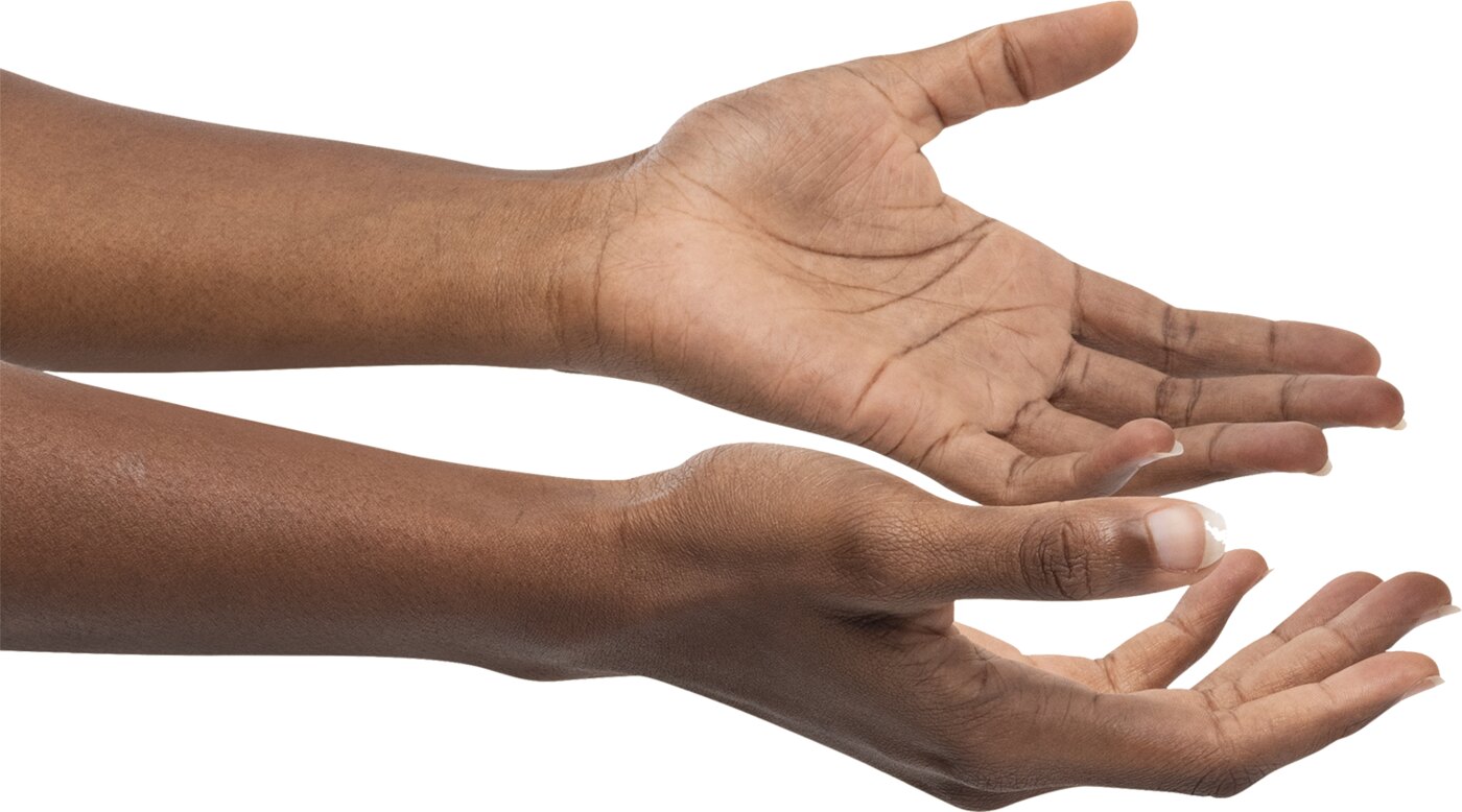 Hands holding one another β the bayanihan spirit